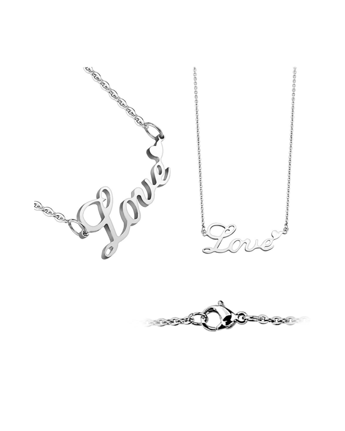 Love Lettering with Heart Pendant Necklace