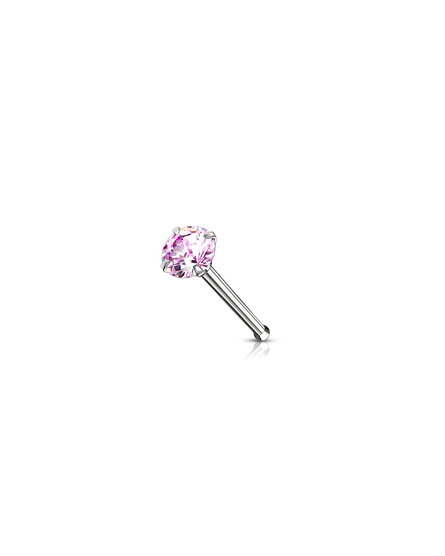 Prong Set Round CZ Nose Bone Stud