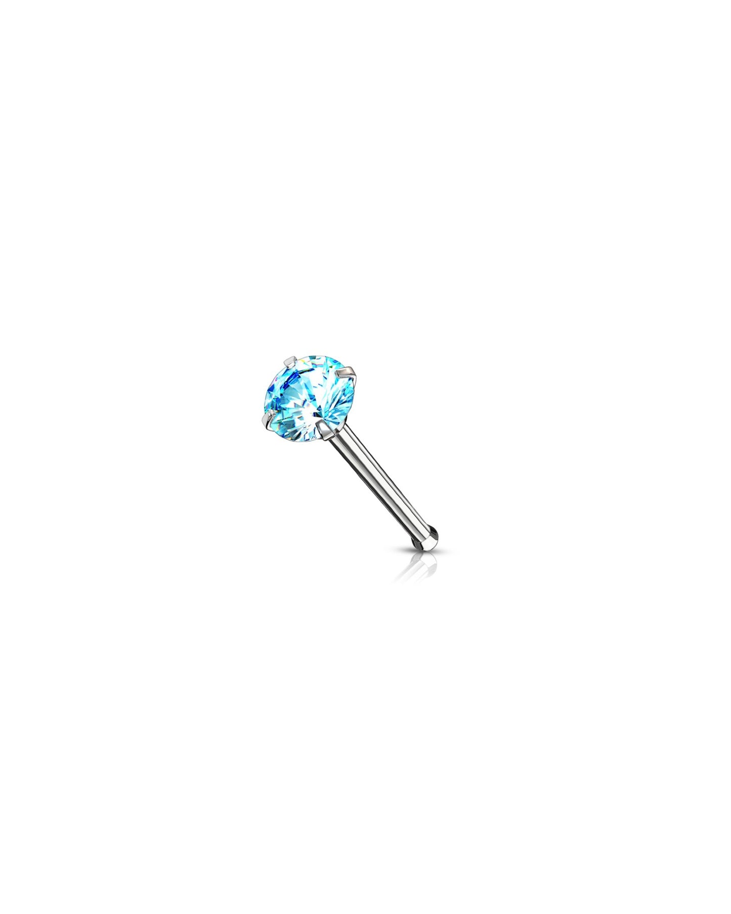 Prong Set Round CZ Nose Bone Stud