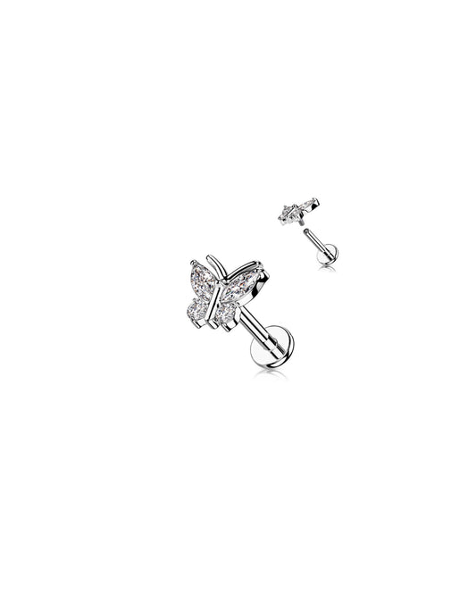 CZ Butterfly Flat Back Stud