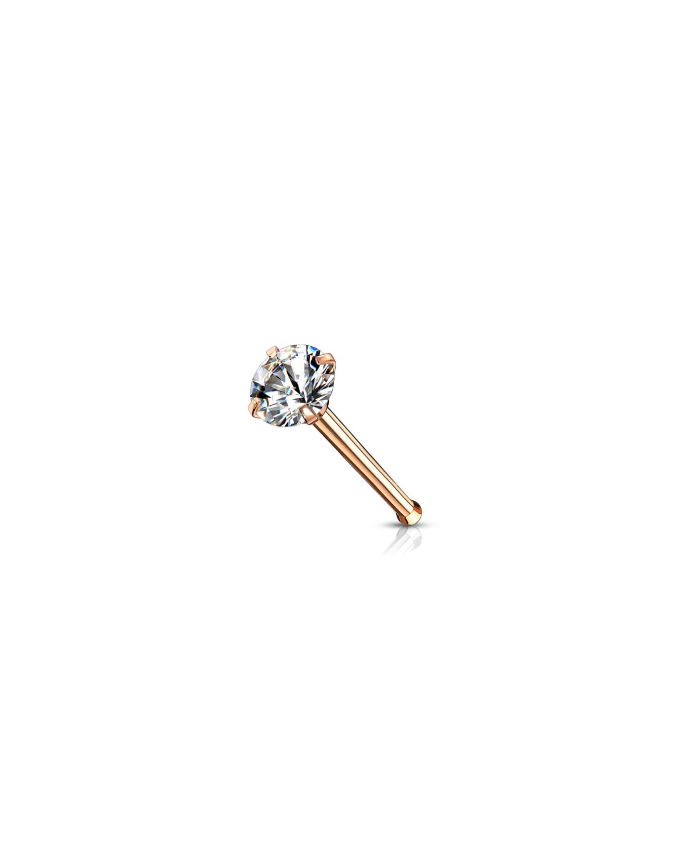 Prong Set Round CZ Nose Bone Stud