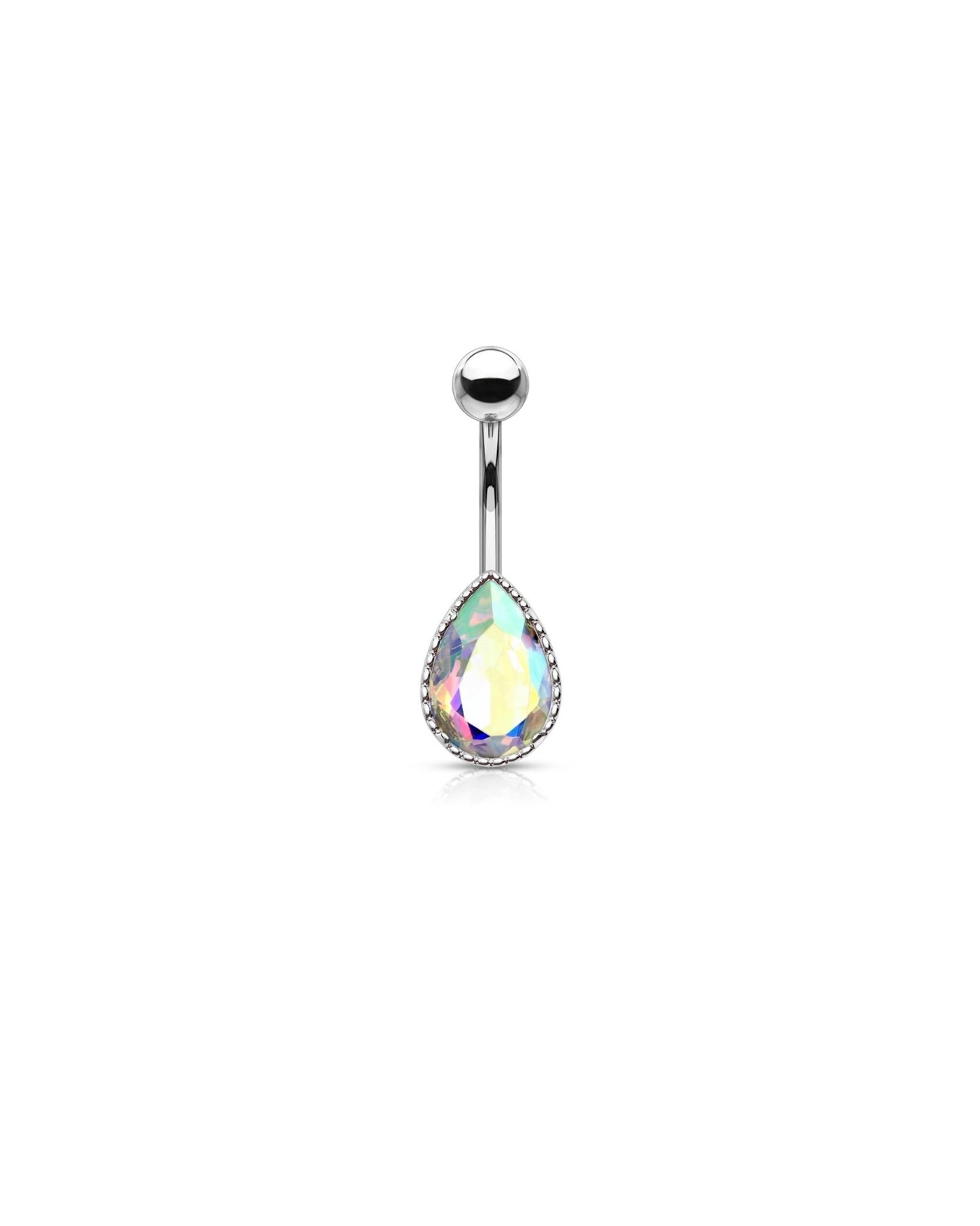 AB Effect Tear Drop Glass Stone Novel Ring