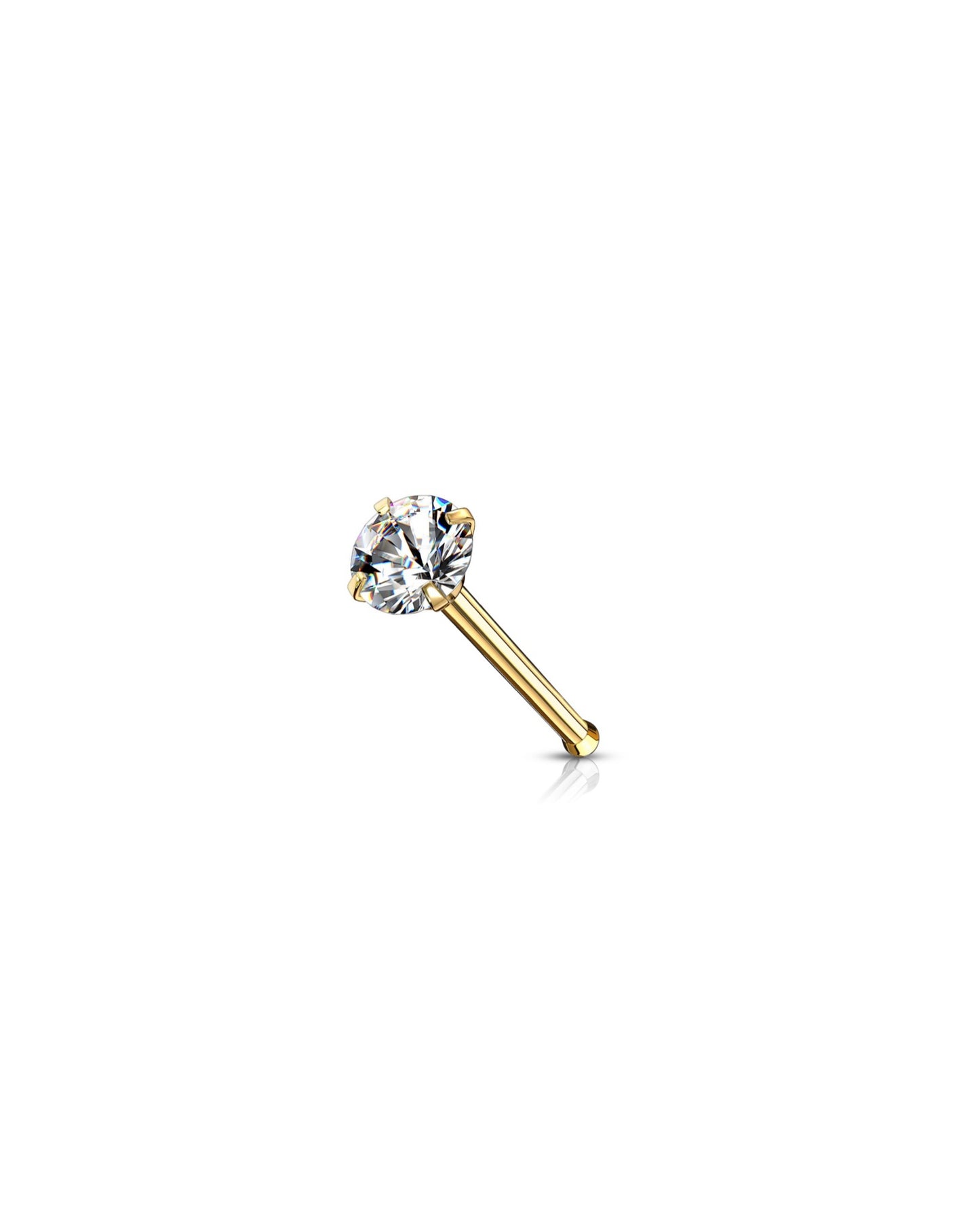 Prong Set Round CZ Nose Bone Stud