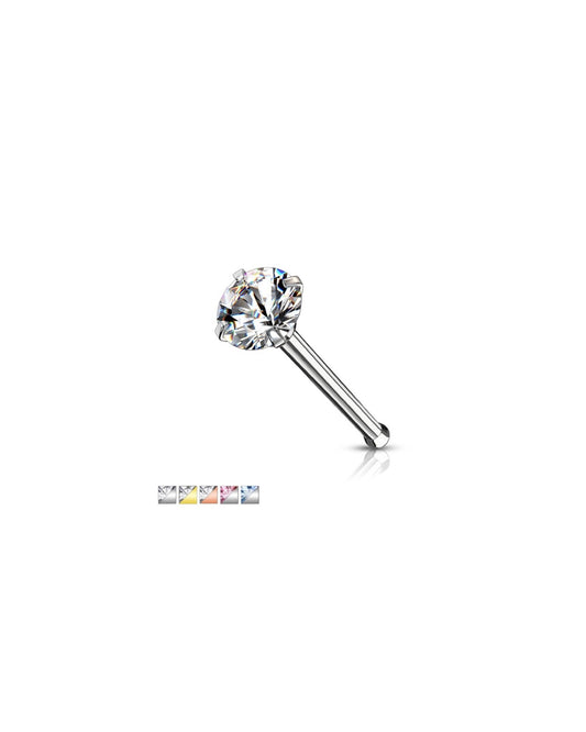 Prong Set Round CZ Nose Bone Stud